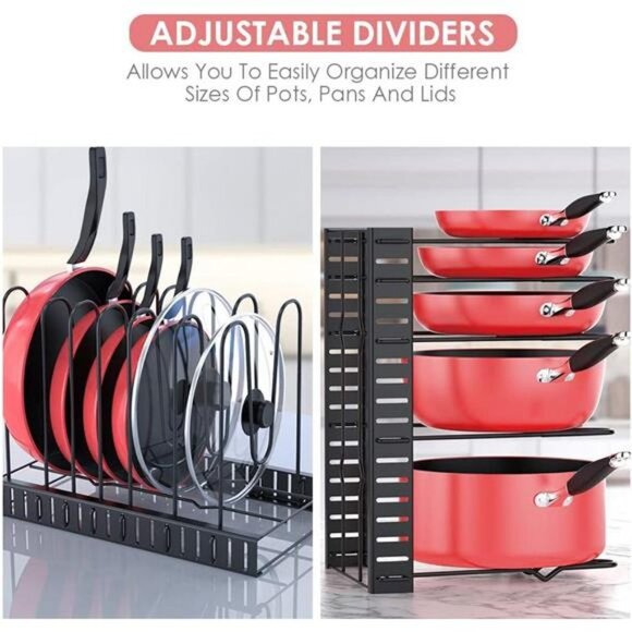 Pots and Pans Organizer for Cabinet 8-Tier Pan Organizer Rack for Cabinet - Picture 5 of 6
